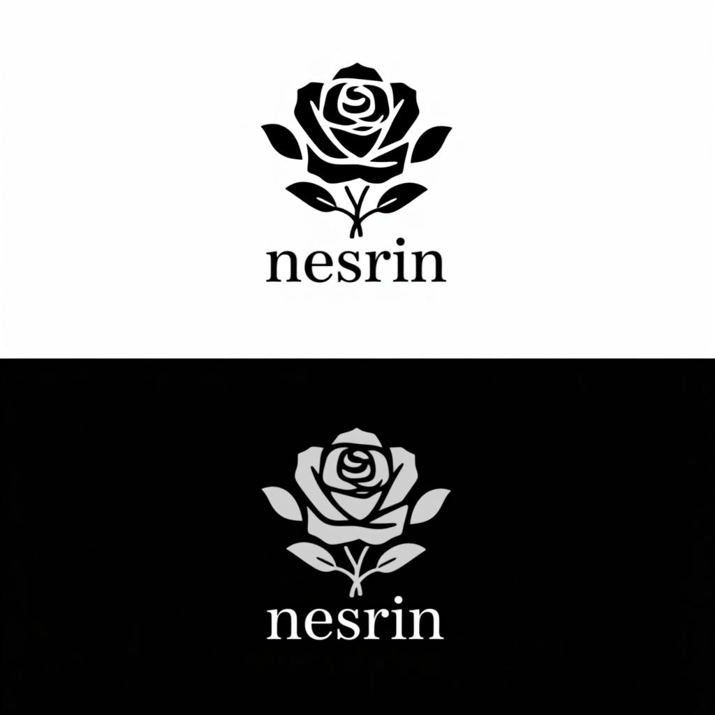  design a logo, erstelle mir ein logo für ein kleider laden elegant schwarz und weiss nesrin ( groß ) mode dadrunter klein und was i in nesrin soll eine rose darstellen , with the text 'nesrin mode '.