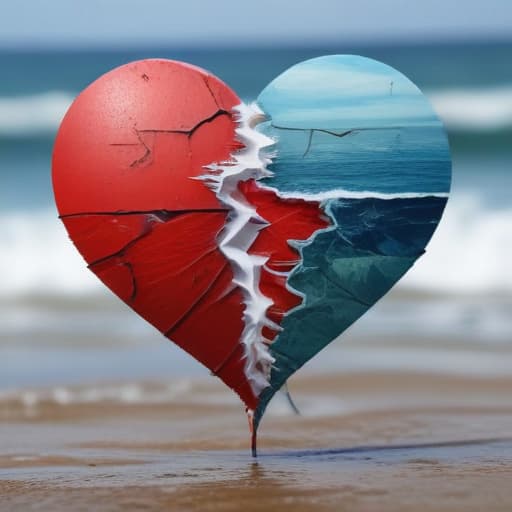 Broken heart with Oceans background