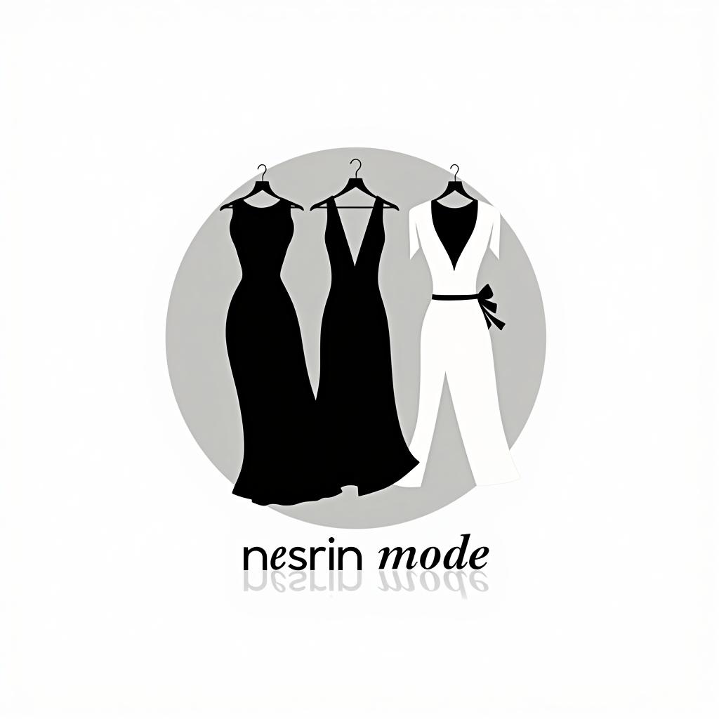  design a logo, in a minimalism style. n m logo nesrin mode mit kleidern schwarz weiß elegant südländisch , with the text 'nesrin mode '.