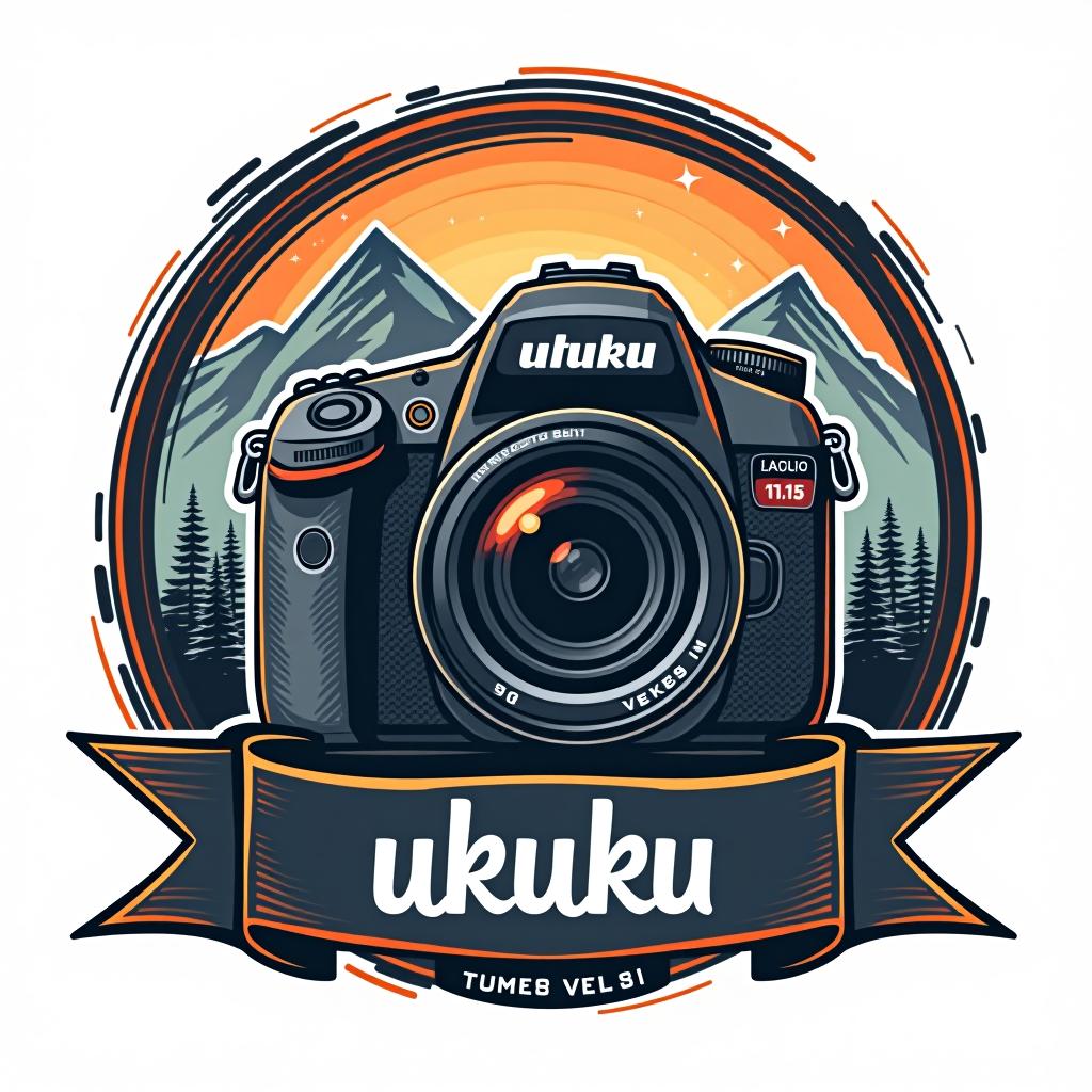  photography logo with my name utku trough it , (logo:1.15), hq, hightly detailed, 4k