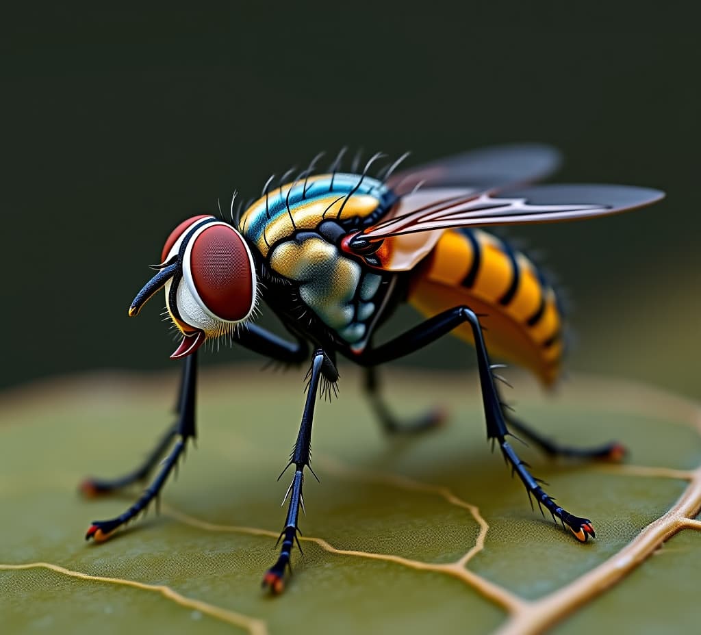  microscopic close up of realistic fly illustrated