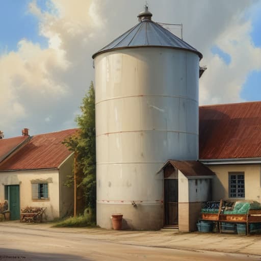 silo épicerie vrac in Peinture à l'huile style