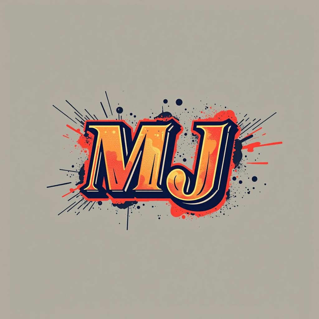  design a logo, com as letras mj e risco no meio das letras