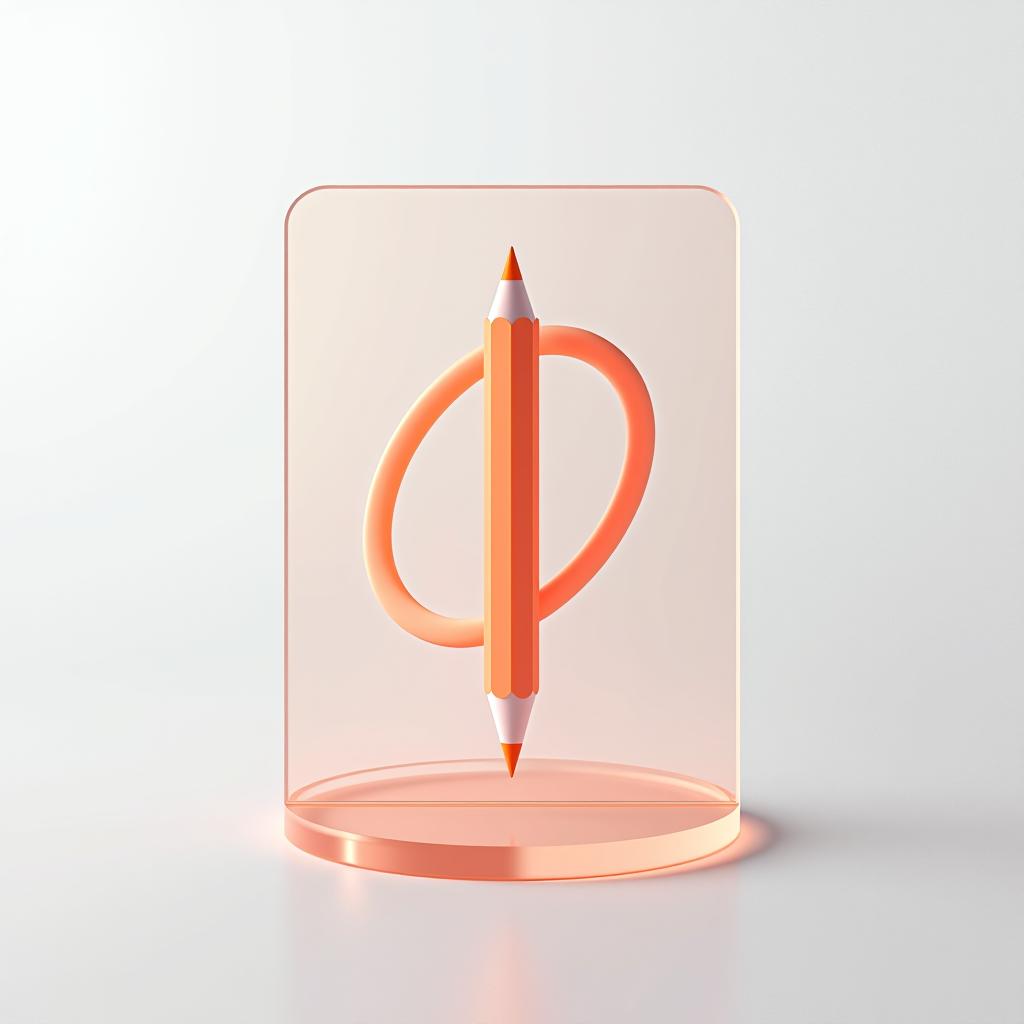  [the designer and pencil inside] icon, peach gradient, white background, frosted glass, transparent sense of science and technology, ultra minimalist appearance, bright color, studio lighting, peach and white background, industrial design, a wealth of details, ultra high definition, dribble, pinterest, ray tracing, isometric view, blender, c4d, oc renderer seed 3062166470 v 6.0 style raw