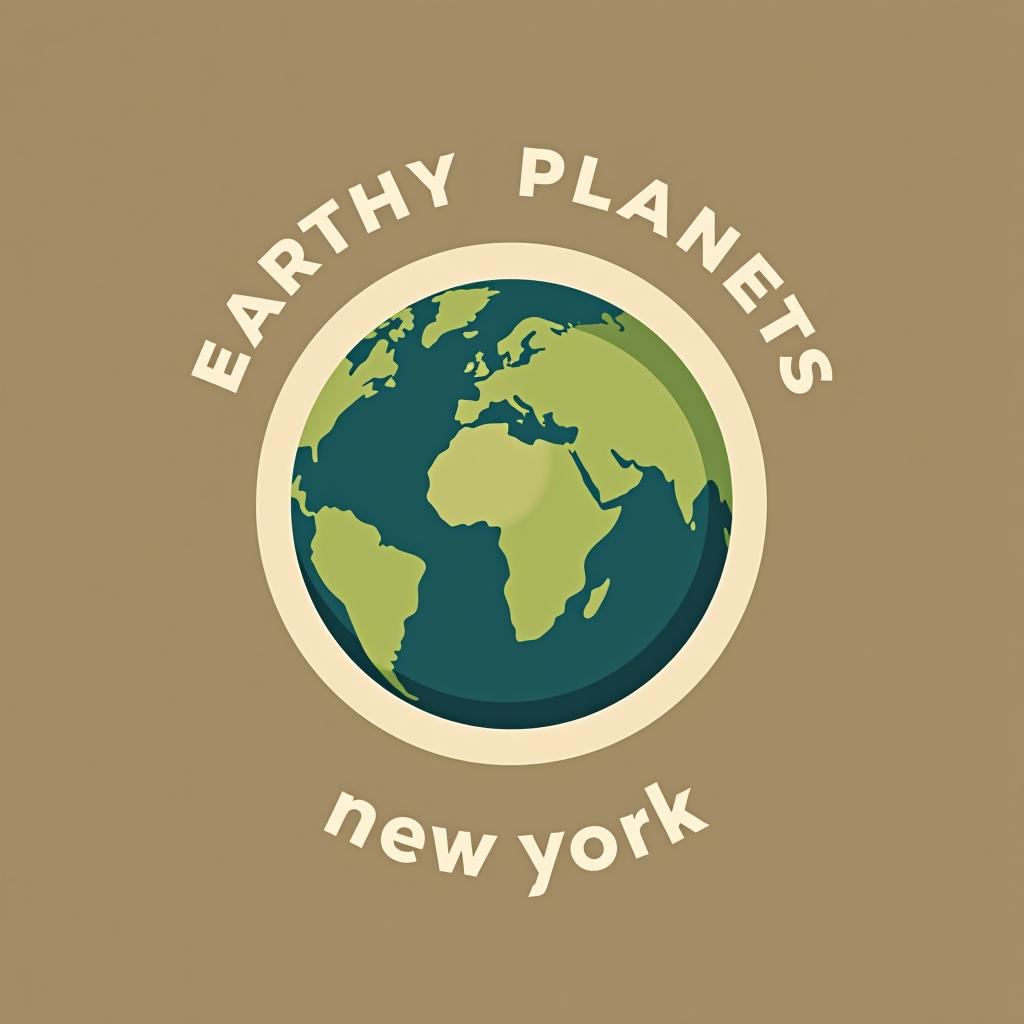  design a logo earth logo, minimal modern style, with the text 'earthy planets in new york'.