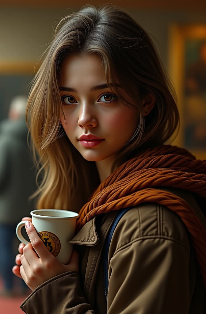  crea a un chico joven con una chica pelo largo cafe caramelo besandose en un museo, realistic, portrait, art by donato giancola and greg rutkowski, realistic face, digital art, trending on artstation hyperrealistic, full body, detailed clothing, highly detailed, cinematic lighting, stunningly beautiful, intricate, sharp focus, f/1. 8, 85mm, (centered image composition), (professionally color graded), ((bright soft diffused light)), volumetric fog, trending on instagram, trending on tumblr, HDR 4K, 8K