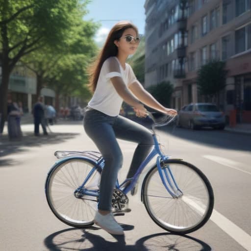 Generate hyperreality images, girl, ride a bike