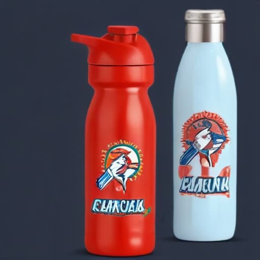 Little league water bottle pictures in Cartoon style