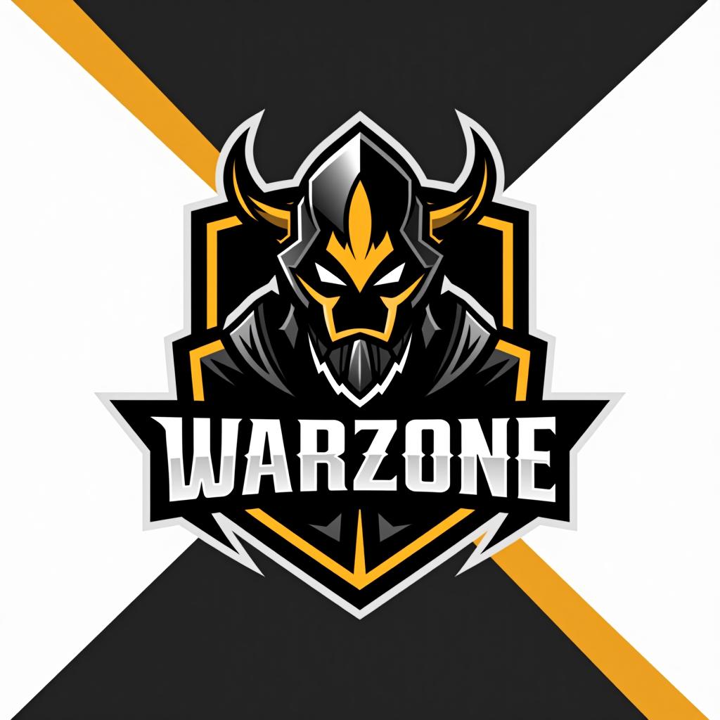  design a logo, esports logo, warrior theme, with text ‘warzone’, black and yellow color