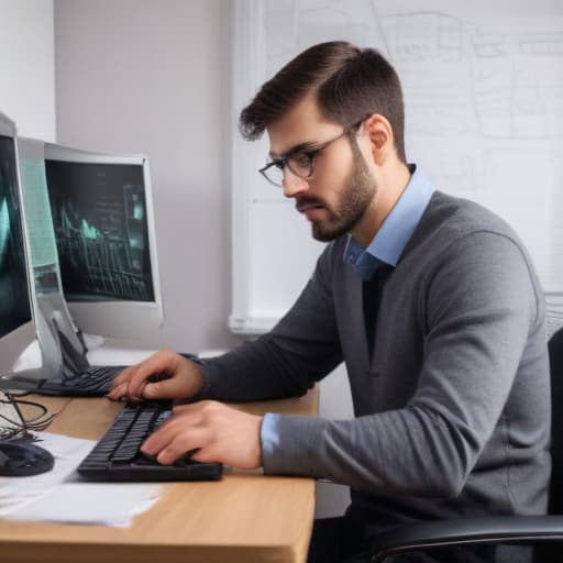 IT engineer working at his desk