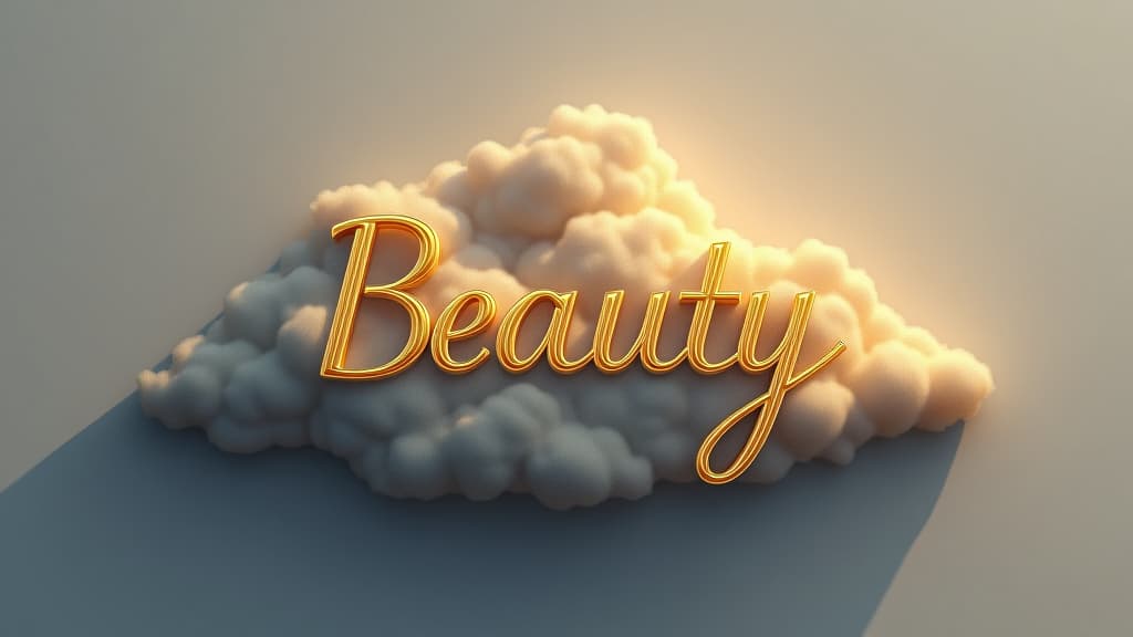  create a logo saying beauty clouds in gold with shadows , (logo:1.15), hq, hightly detailed, 4k