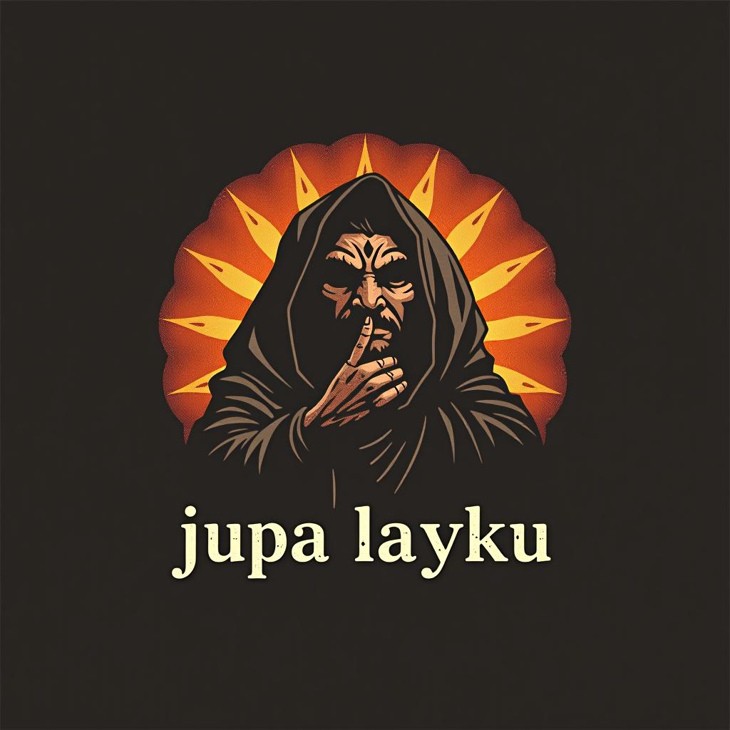  design a logo, estilo de sombras de un machu tinkus con montera pidiendo la mano de una warmi , with the text 'jupa layku'.