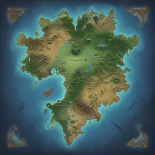 video game map of a continent with all terrains