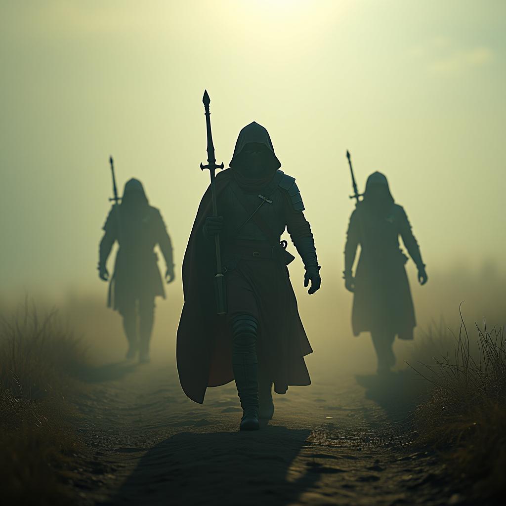  single wars moving towards their goal hyperrealistic, full body, detailed clothing, highly detailed, cinematic lighting, stunningly beautiful, intricate, sharp focus, f/1. 8, 85mm, (centered image composition), (professionally color graded), ((bright soft diffused light)), volumetric fog, trending on instagram, trending on tumblr, HDR 4K, 8K