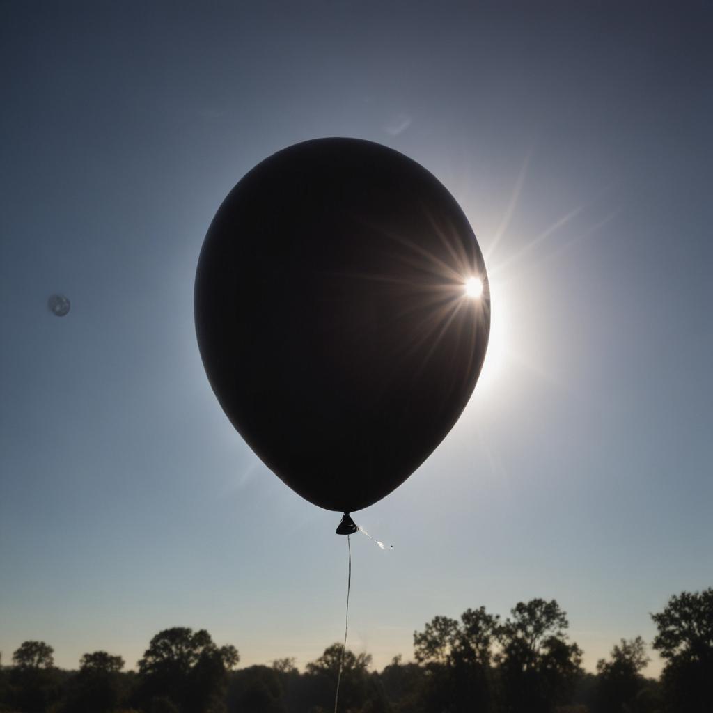 a total solar eclipse with a birthday balloon blocking the sun instead of the moon