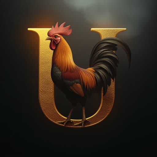  logocombine the letter u with a rooster in a golden black colour minimalist and modernizm logo stylelogo hyperrealistic, full body, detailed clothing, highly detailed, cinematic lighting, stunningly beautiful, intricate, sharp focus, f/1. 8, 85mm, (centered image composition), (professionally color graded), ((bright soft diffused light)), volumetric fog, trending on instagram, trending on tumblr, HDR 4K, 8K