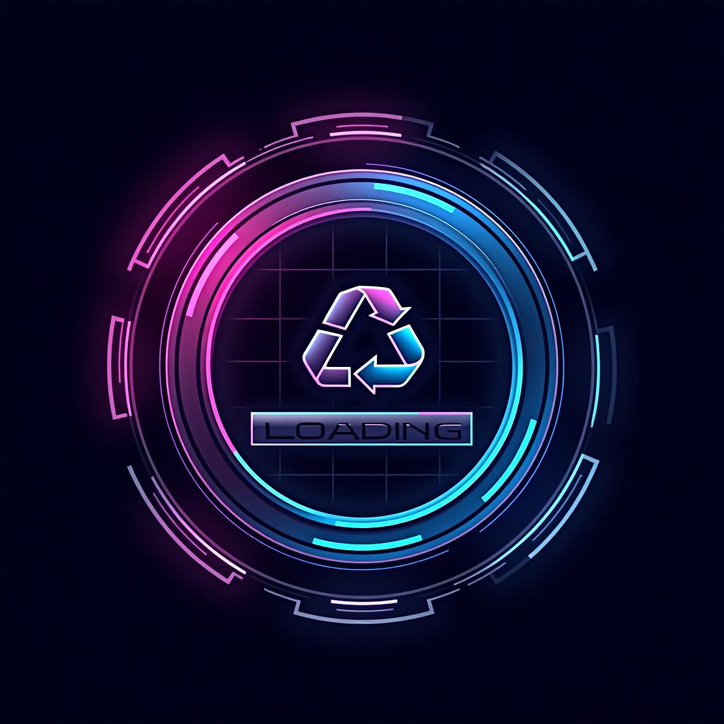  loading, (logo), advanced, high tech, sleek, sci fi, abstract, digital elements, metallic, neon colors, progressive