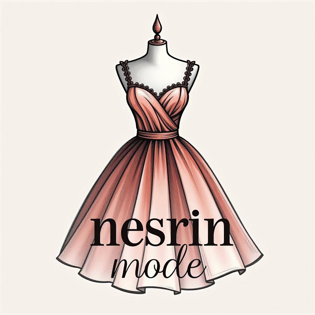  design a logo, in a pencil style. n m logo nesrin mode mit kleidern , with the text 'nesrin mode '.