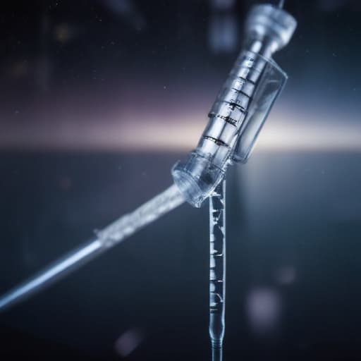 Injection syringe in Cinematic style with Space background