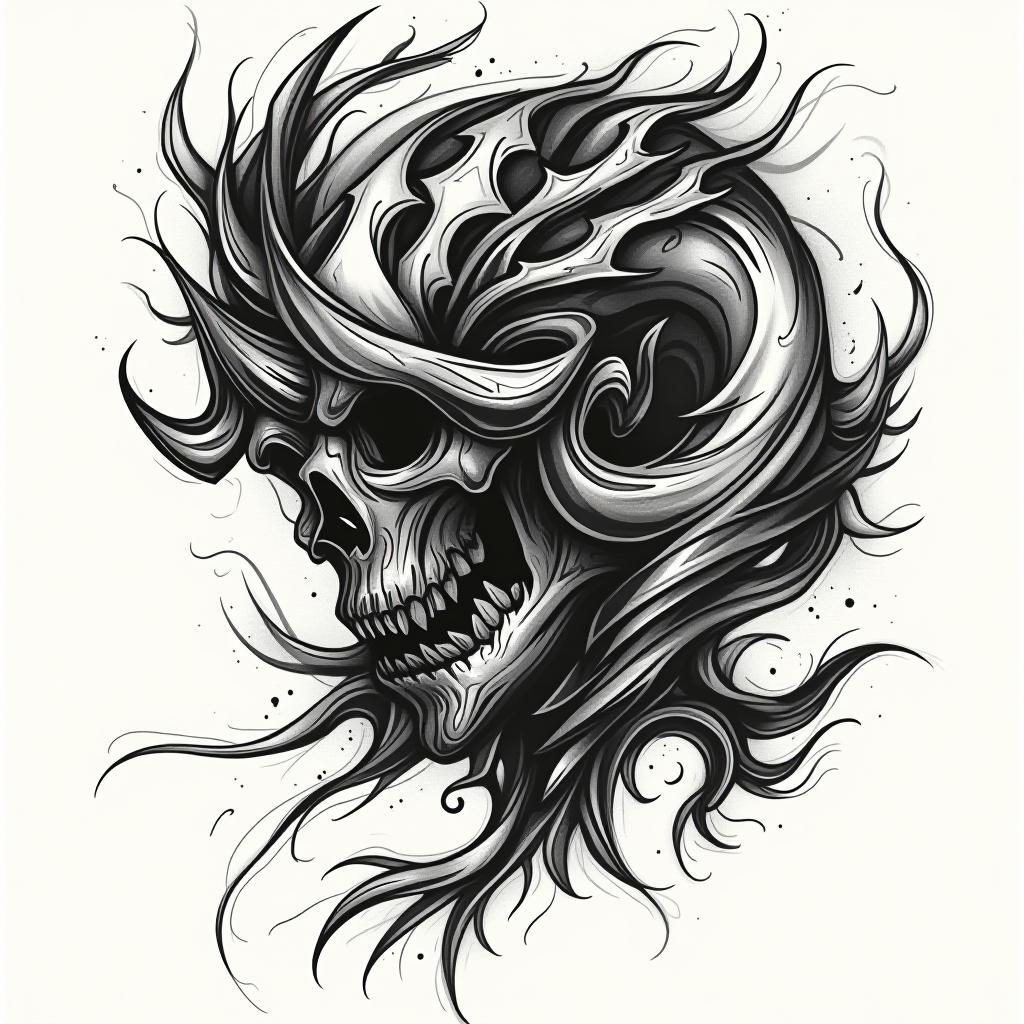  create a tattoo design of strength, in the style of blackwork which is featuring bold black lines and shading, often with a focus on abstract or surreal imagery, on a white background