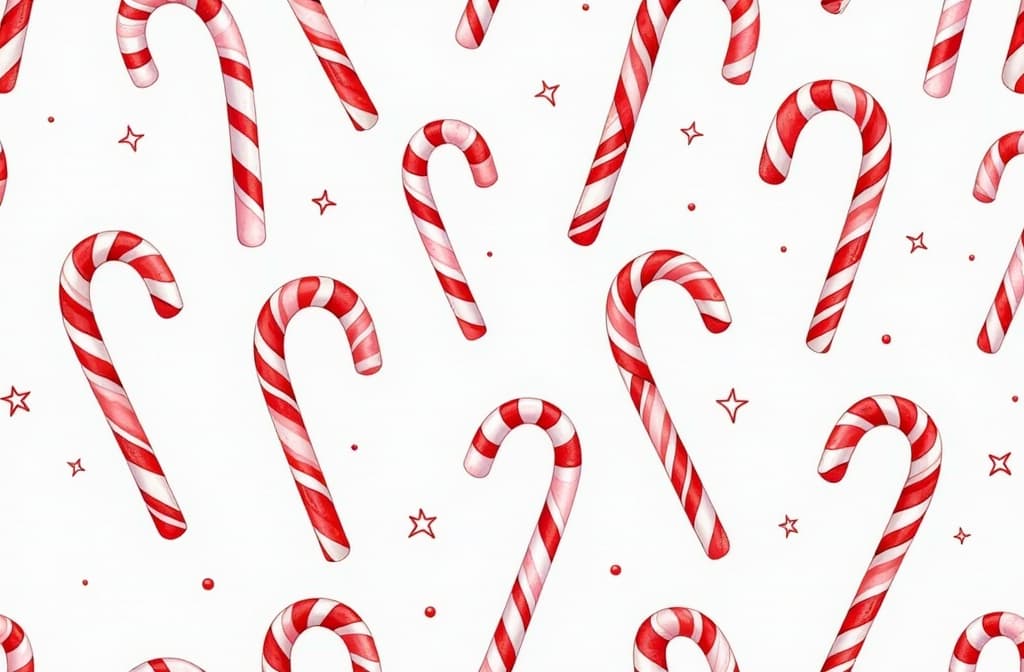  seamless pattern with christmas candy canes in the shape of a hook with white and red spiral. the illustration is hand drawn with watercolor. for holiday packaging, new year cards, wallpapers 3:2 ar 3:2 {prompt}, maximum details