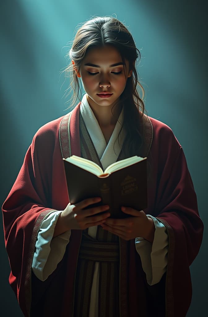  a person who holds a book hyperrealistic, full body, detailed clothing, highly detailed, cinematic lighting, stunningly beautiful, intricate, sharp focus, f/1. 8, 85mm, (centered image composition), (professionally color graded), ((bright soft diffused light)), volumetric fog, trending on instagram, trending on tumblr, HDR 4K, 8K