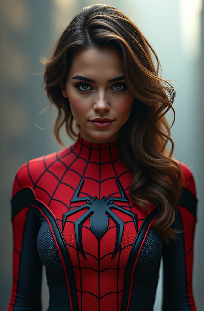  alejandra villarreal as a spiderman hyperrealistic, full body, detailed clothing, highly detailed, cinematic lighting, stunningly beautiful, intricate, sharp focus, f/1. 8, 85mm, (centered image composition), (professionally color graded), ((bright soft diffused light)), volumetric fog, trending on instagram, trending on tumblr, HDR 4K, 8K