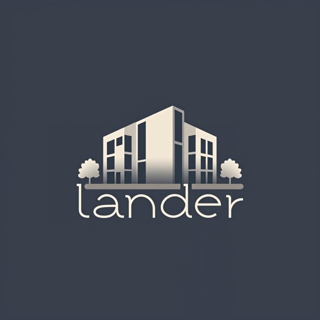  logo, minimal line logo in the theme of real estate, with the text ‘lander’