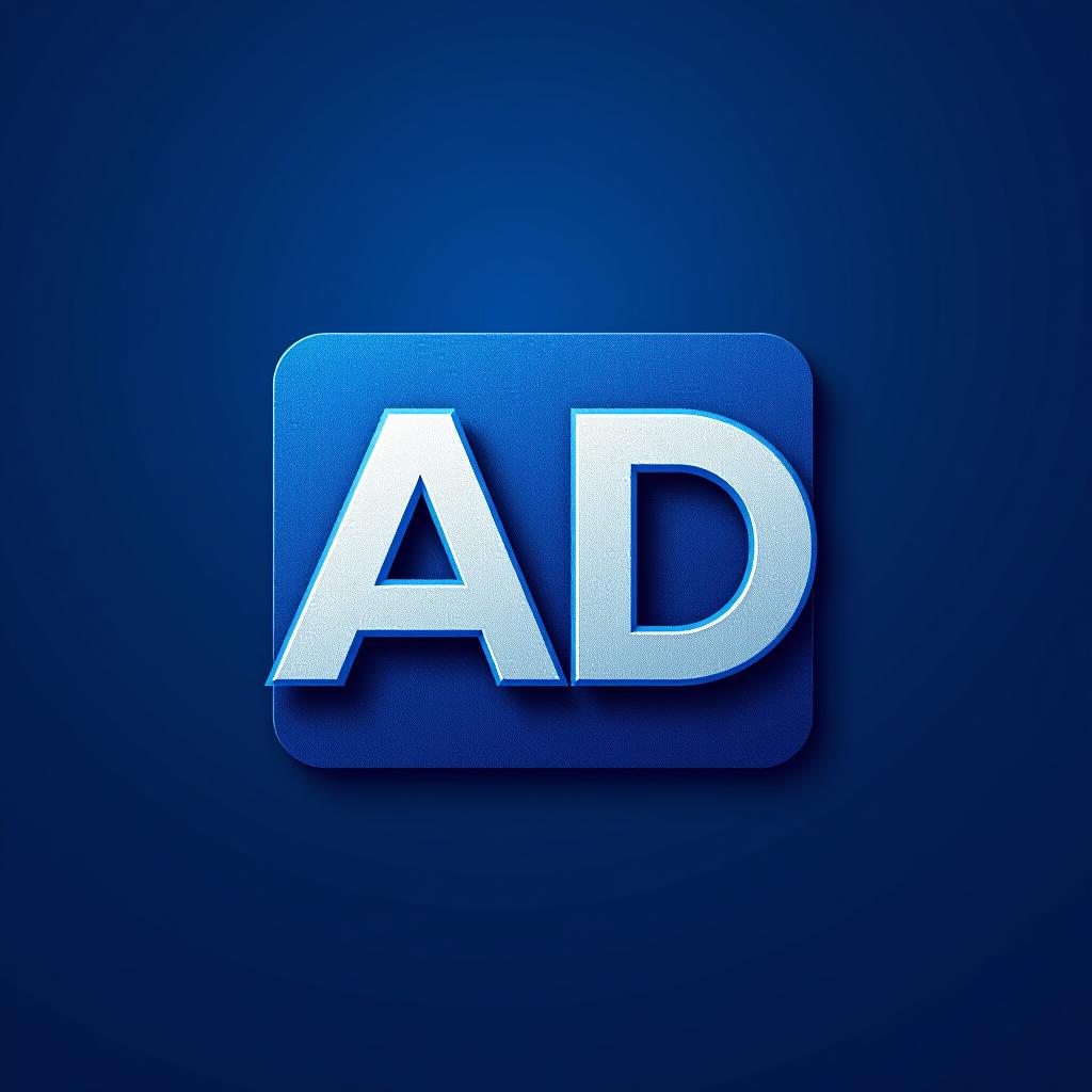  square, text: ad detail, two collor, blue, white , (logo:1.15), hq, hightly detailed, 4k