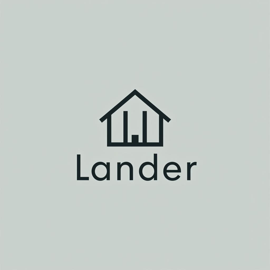  design a logo, minimal line logo in the theme of real estate, with the text ‘lander’