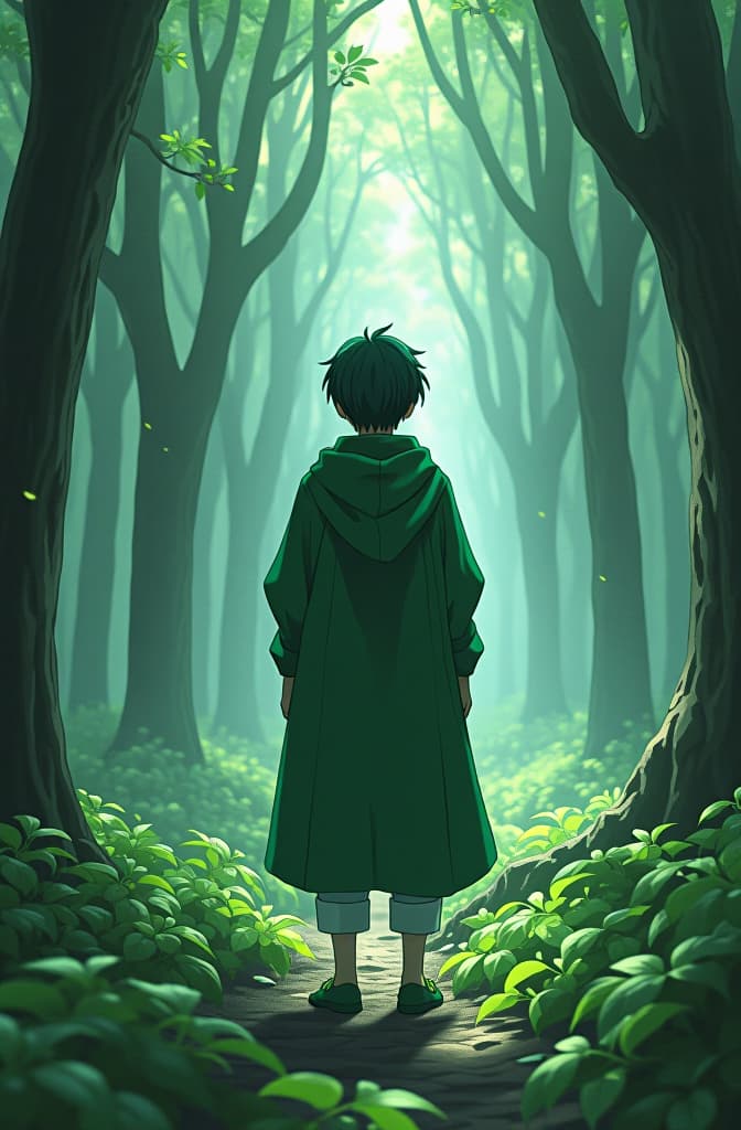  someone dressed in green and looking down to earth, anime concept art by hayao miyazaki, featured on pixiv, fantasy art, concept art, official art, high detailed hyperrealistic, full body, detailed clothing, highly detailed, cinematic lighting, stunningly beautiful, intricate, sharp focus, f/1. 8, 85mm, (centered image composition), (professionally color graded), ((bright soft diffused light)), volumetric fog, trending on instagram, trending on tumblr, HDR 4K, 8K