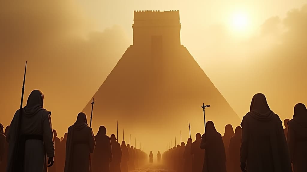  an imaginative vision of what the tower of babel looked like at its peak, surrounded by worshippers and workers in ancient attire. hyperrealistic, full body, detailed clothing, highly detailed, cinematic lighting, stunningly beautiful, intricate, sharp focus, f/1. 8, 85mm, (centered image composition), (professionally color graded), ((bright soft diffused light)), volumetric fog, trending on instagram, trending on tumblr, HDR 4K, 8K