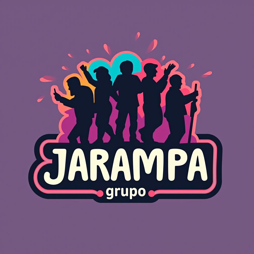  design a logo, jarampa. utilizar contraste de colores. grupo musical dirigido a un público joven.