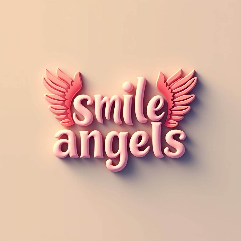  design a logo, in a threedrender style. 水彩スタイル、シンプルなロゴ、白背景、かっこいい、シンプル。, with the text 'smile angels'.