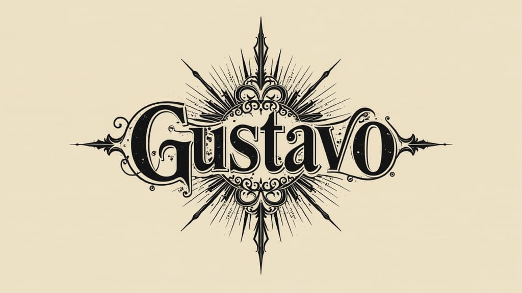  design a logo, in a threedrender style. un tatuaje unico y elegante de mi nombre con espiritualidad y poder, with the text 'gustavo aceves'.