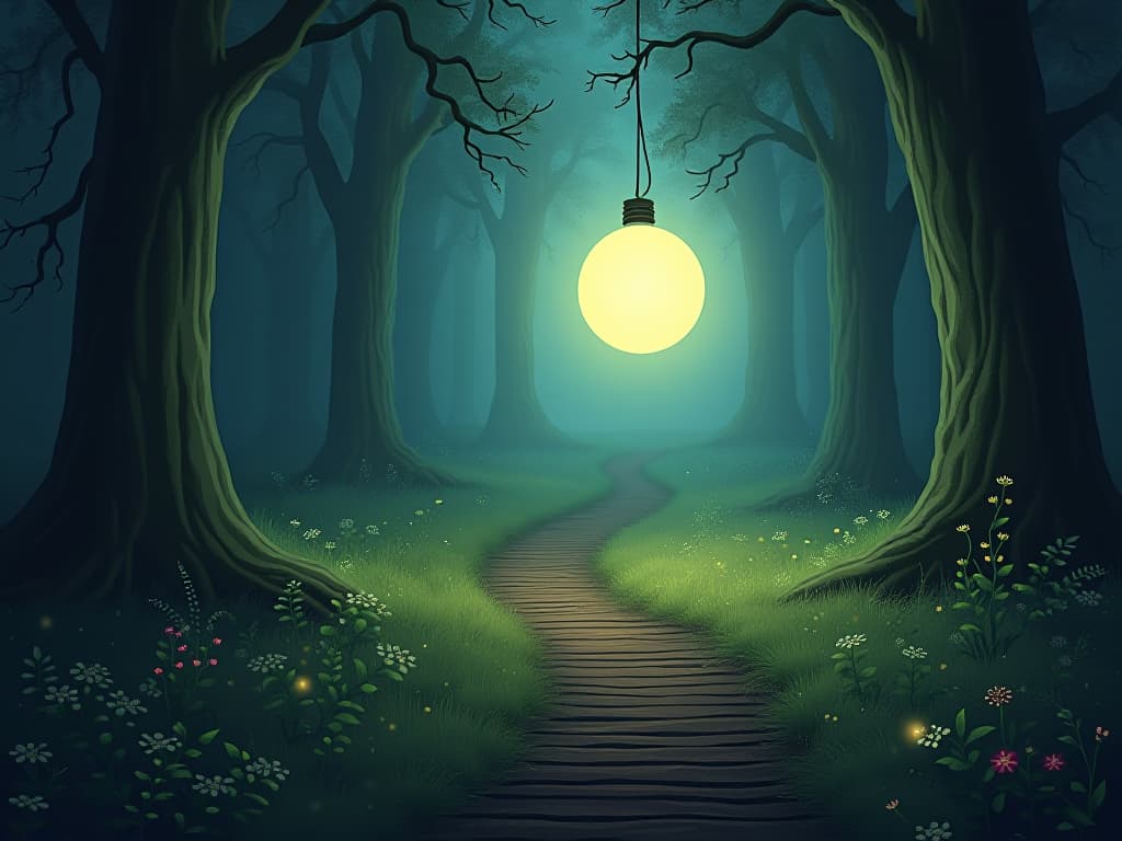  a mystical, glowing orb leading the way in an enchanting forest path. guiding, subtle, magical.. the style is digital art illustration,highly detailed, whimsical,magical, dreamlike atmosphere, realism and fantasy blend, smooth, glossy textures,luminous quality, wonder and enchantment.