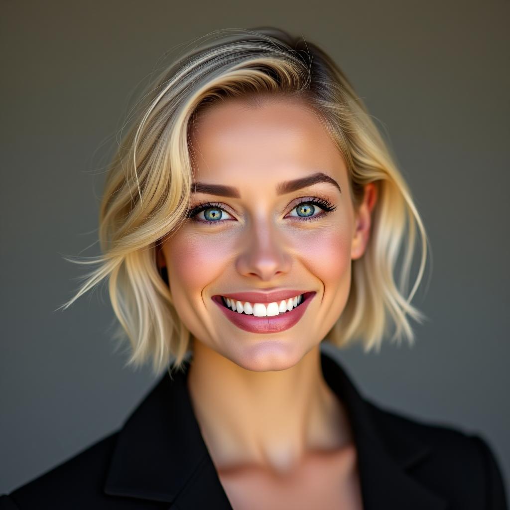  make an image of a short haired blonde woman