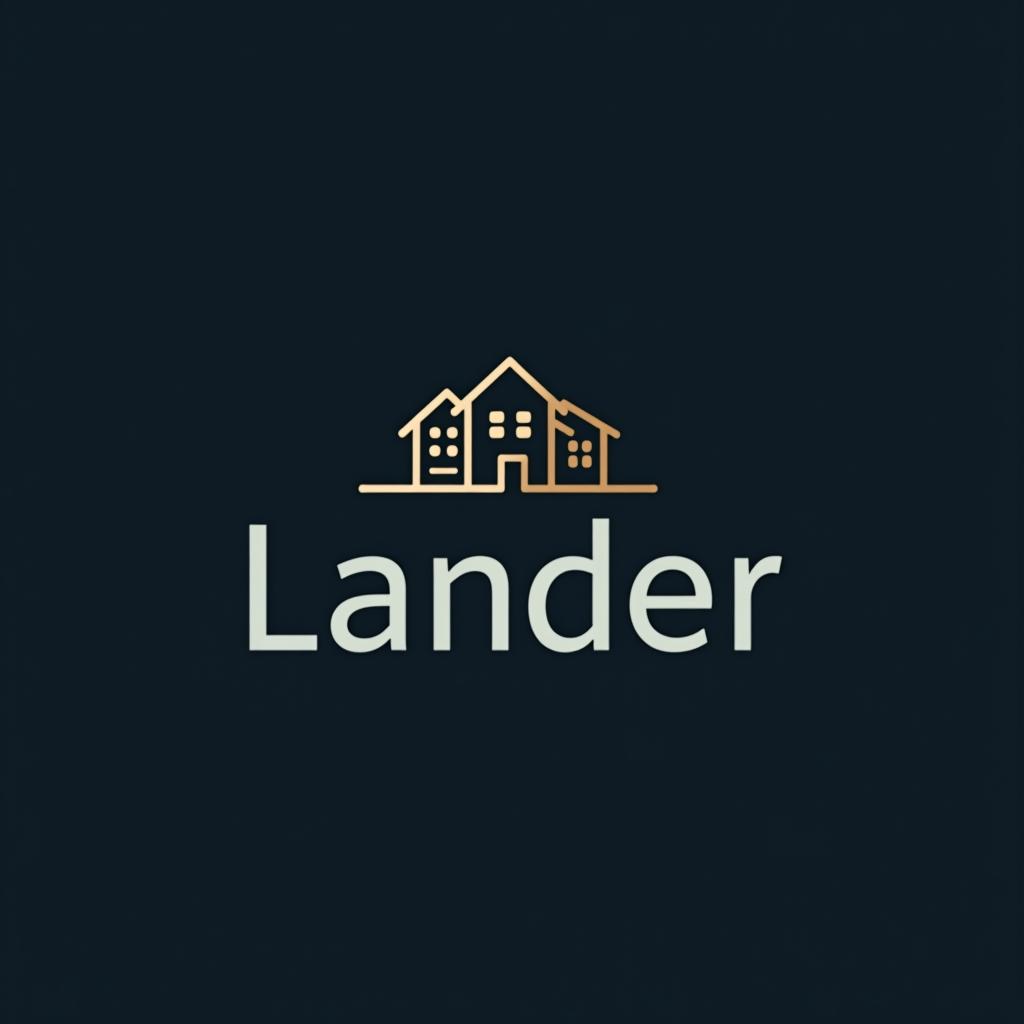  design a logo, minimal line logo in the theme of real estate, with the text ‘lander’