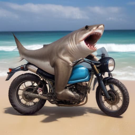 Shark on a motorbike