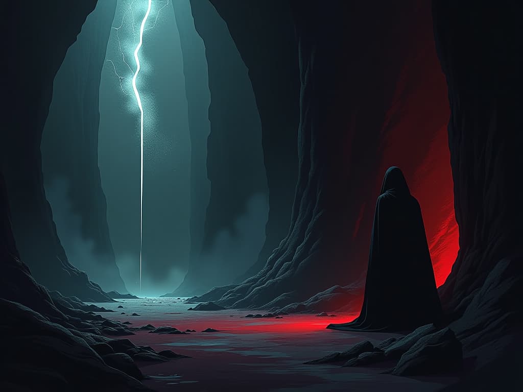  a comforting dark space, soft shadows, sparkling hints of light, atmosphere of gentle quiet. the style is digital art illustration / modern comic book / graphic dark novel fantasy and mysterious occult, symbolic, moody lighting, esoteric vibe,high detail on character design. for the color scheme emphasize blacks and reds.