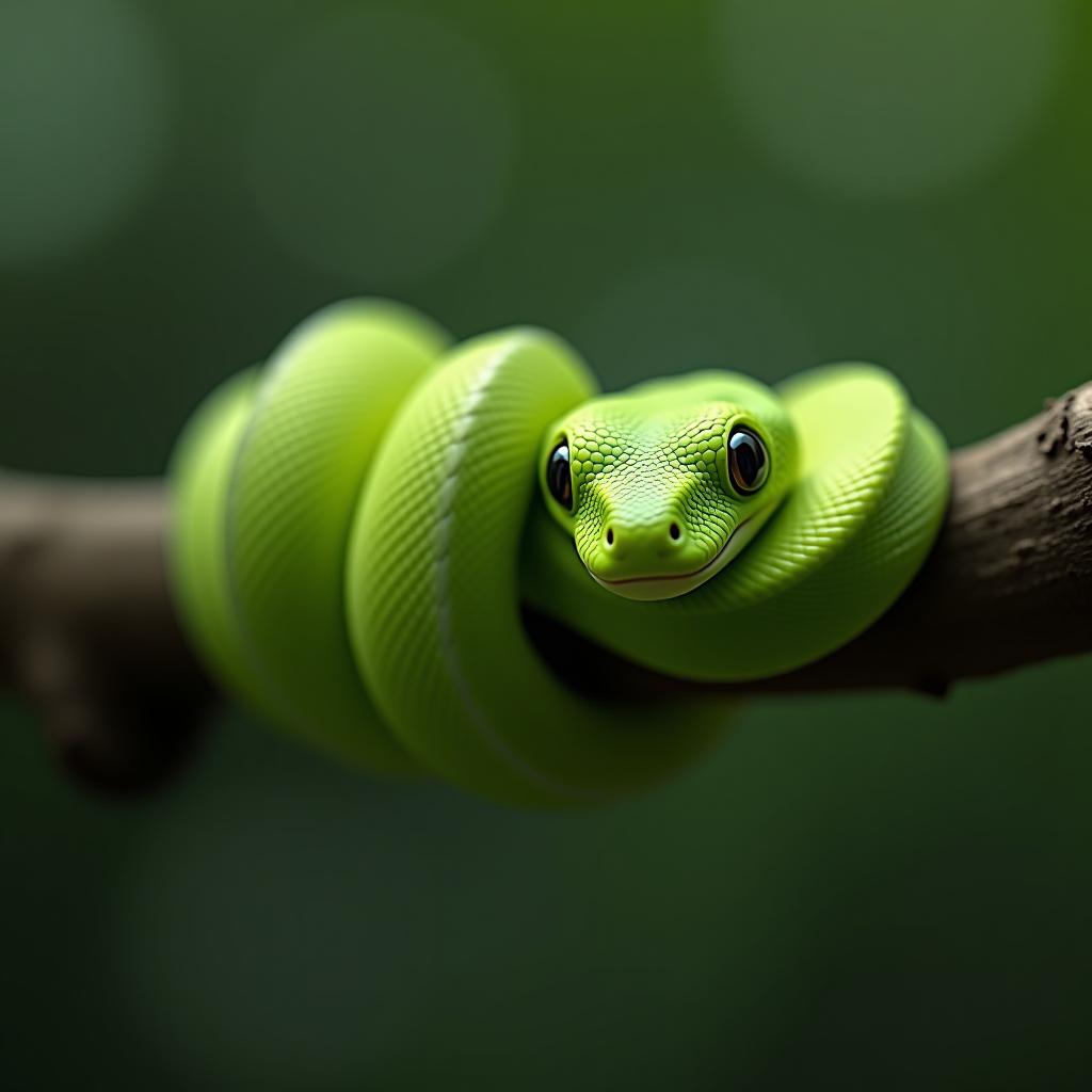  a branch, and around it coiled a cute green snake.