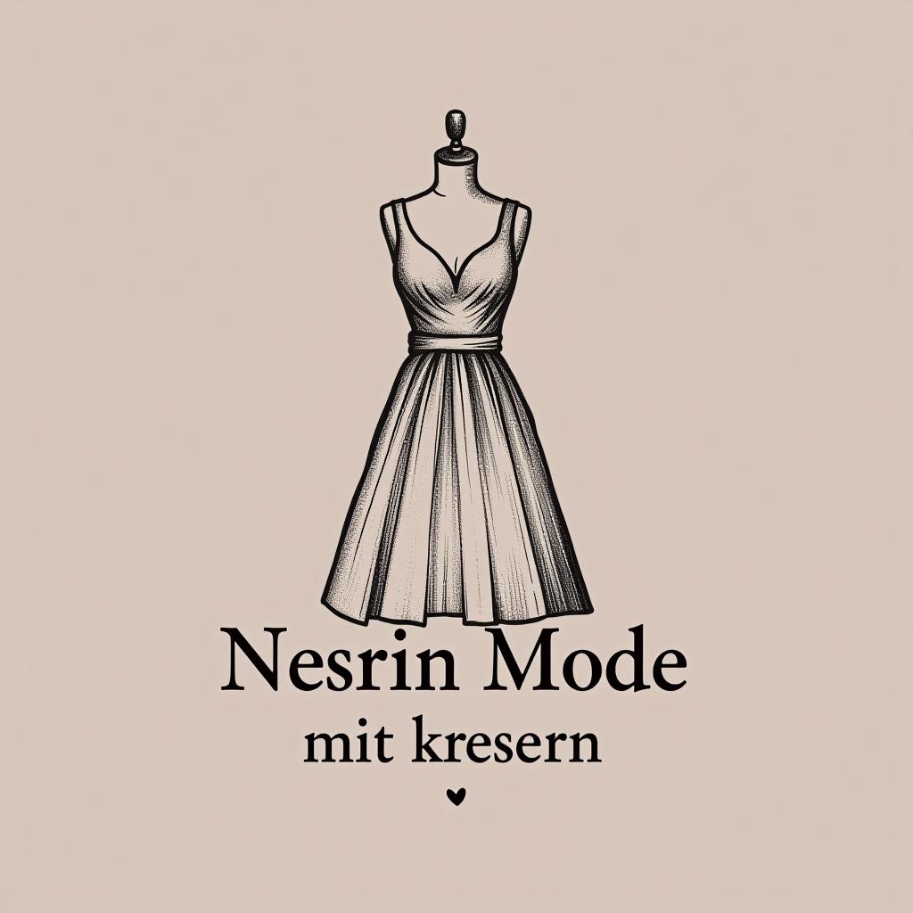  design a logo, in a pencil style. n m logo nesrin mode mit kleidern , with the text 'nesrin mode '.