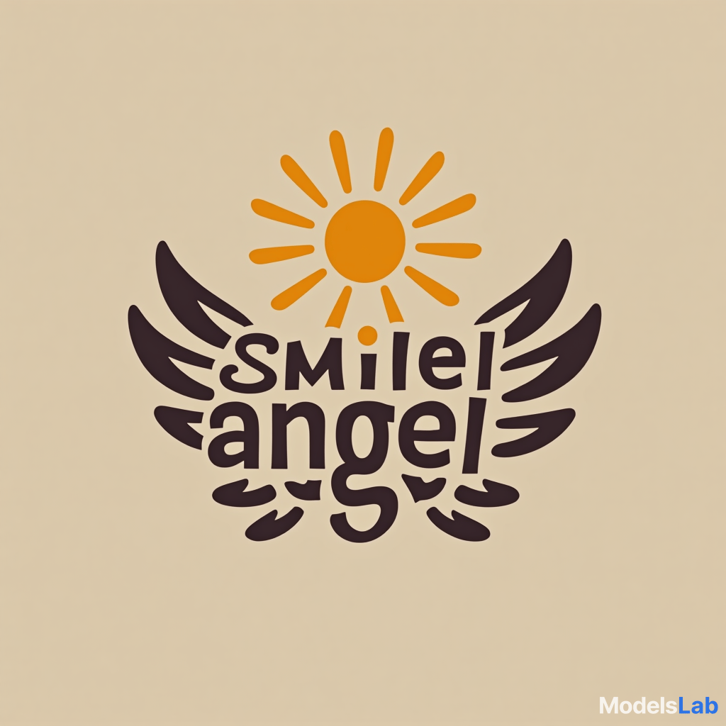  design a logo, in a geometric style. 水彩スタイル、ロゴ、海、青緑色、、白背景。, with the text 'smile angels'.