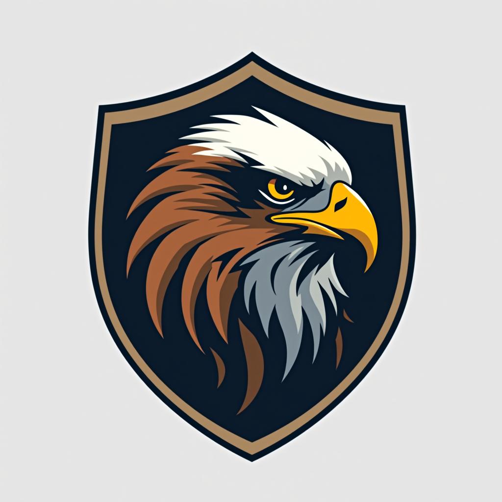  design a logo, créez un logo emblème utilisant l'œil d'un aigle et un bouclier, soulignant l'accent mis par l'entreprise sur la vigilance et la protection.