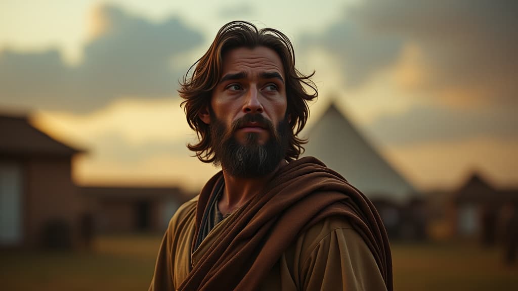  history of biblical times, jacob's return to his homeland, anticipation and anxiety blending on his face. hyperrealistic, full body, detailed clothing, highly detailed, cinematic lighting, stunningly beautiful, intricate, sharp focus, f/1. 8, 85mm, (centered image composition), (professionally color graded), ((bright soft diffused light)), volumetric fog, trending on instagram, trending on tumblr, HDR 4K, 8K