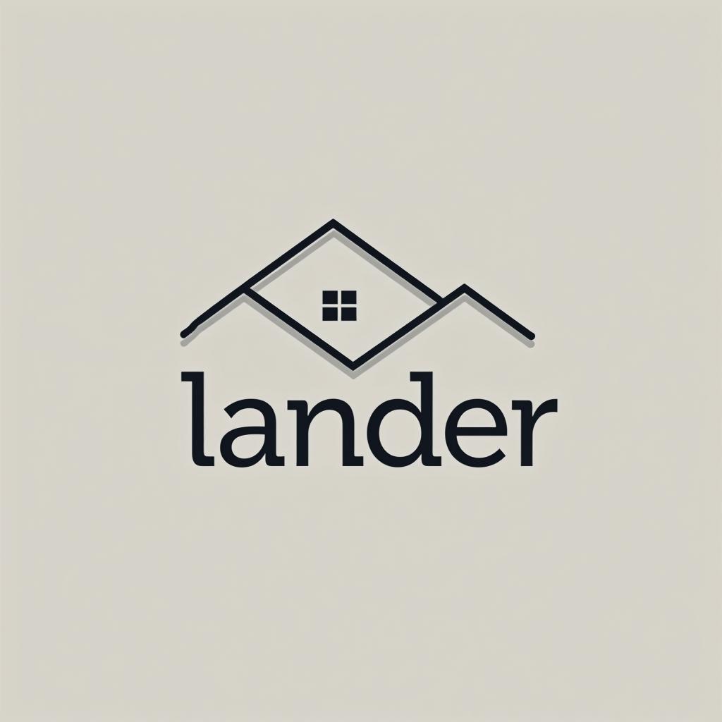  design a logo, minimal line logo in the theme of real estate, with the text ‘lander’