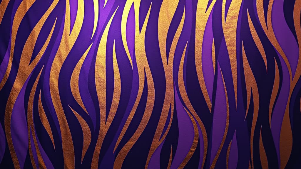  abstract tapestry of purple and gold tiger stripes