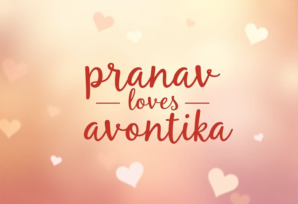  design an elegant, romantic image with the text 'pranav loves avantika' prominently displayed. the background should be soft and dreamy, perhaps featuring pastel colors, subtle hearts, or a gentle floral pattern. the text should be written in a stylish, cursive font with a warm color scheme that complements the background. the overall feel should be affectionate and heartfelt