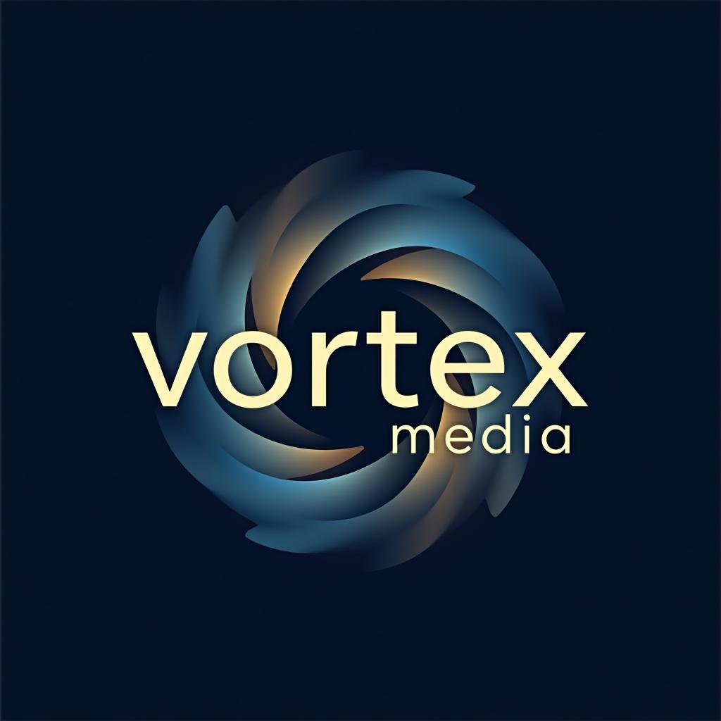  design a logo, design an abstract logo for ‘vortex media’ featuring a vortex shape, symbolizing dynamic energy and creative flow.