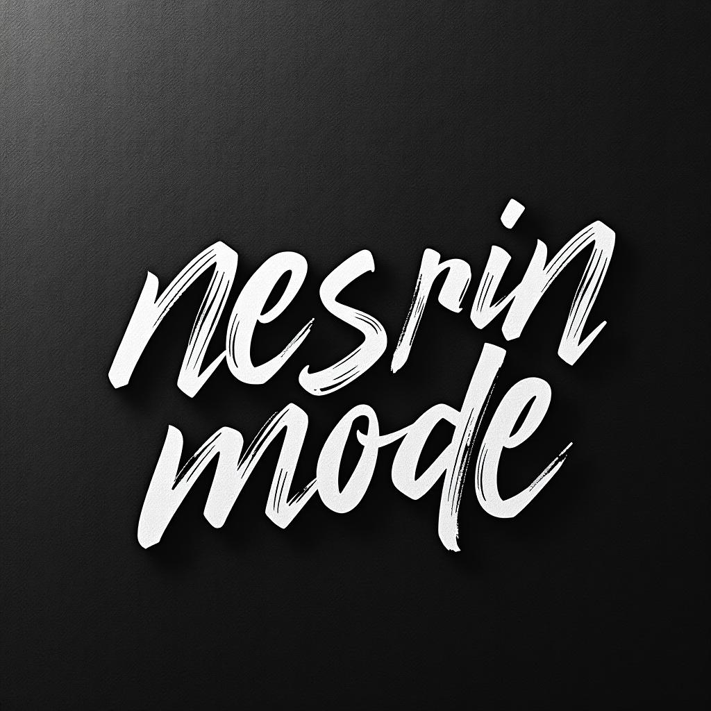  design a logo, nesrin mode hintergrund schwarz schrift weiß schreibschrift , with the text 'nesrin mode '.